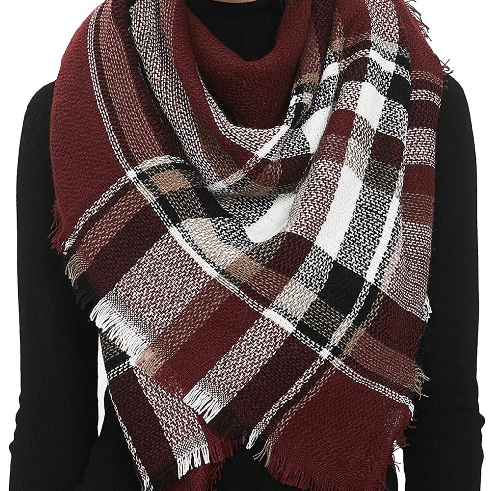 Burgundy plaid scarf
